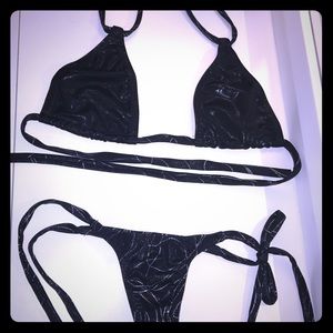 NWOT custom made tie side micro thong bikini